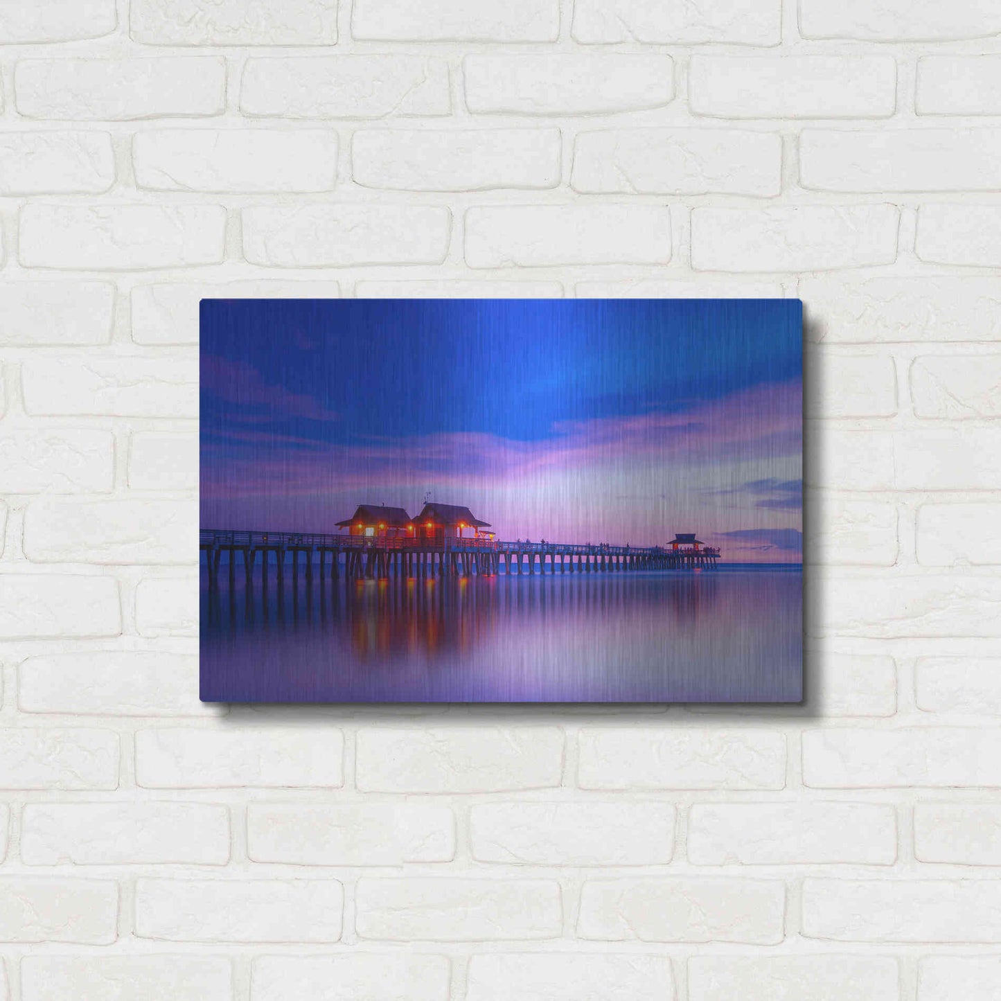 Luxe Metal Art 'Violet Pier' by Edin Chavez, Metal Wall Art,24x16