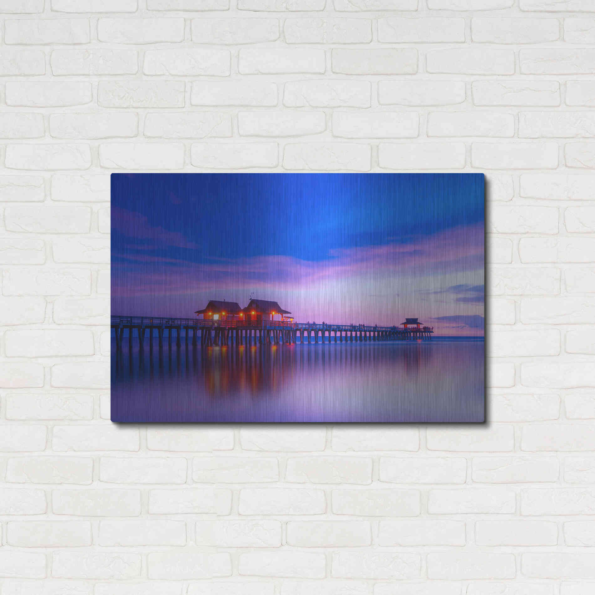 Luxe Metal Art 'Violet Pier' by Edin Chavez, Metal Wall Art,36x24