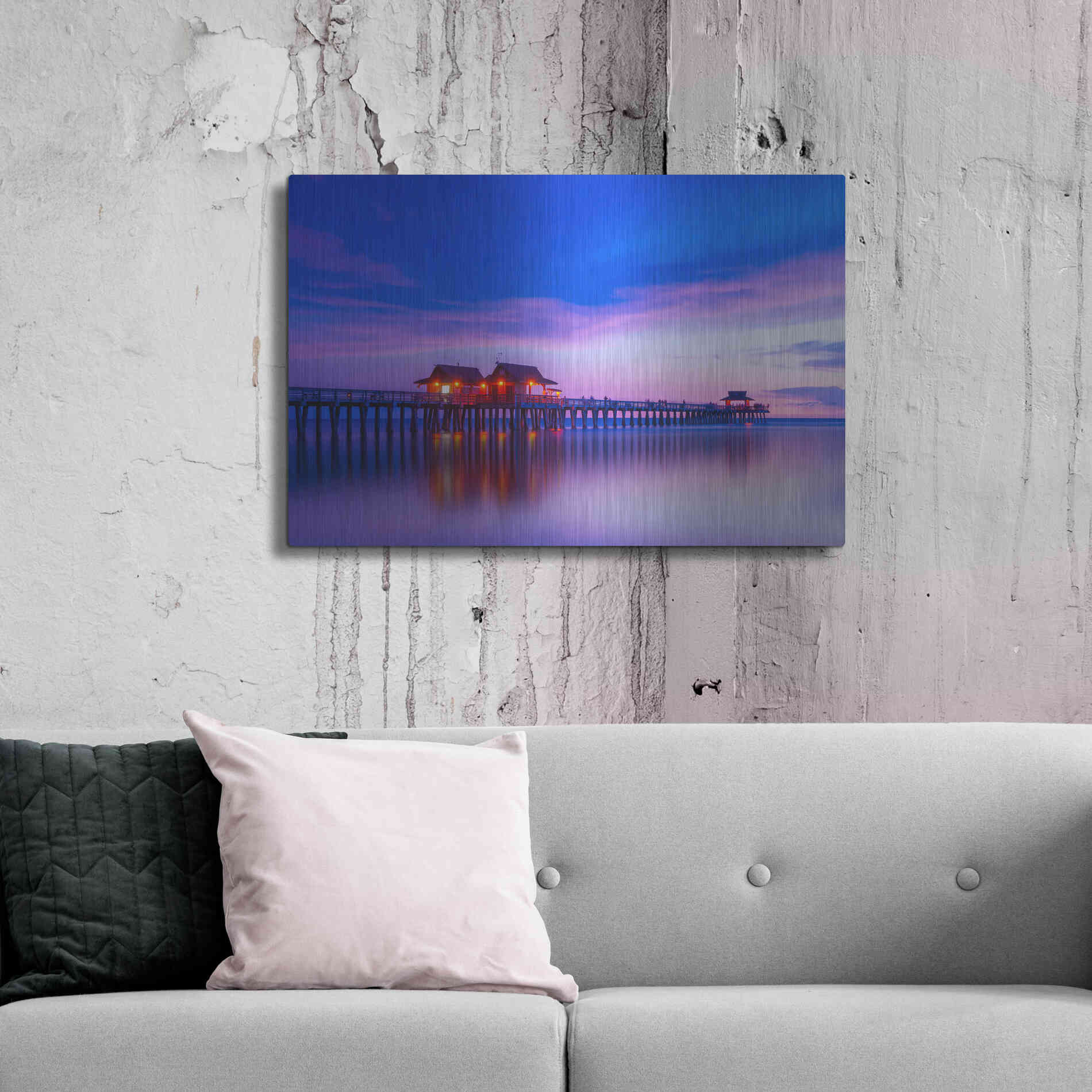 Luxe Metal Art 'Violet Pier' by Edin Chavez, Metal Wall Art,36x24