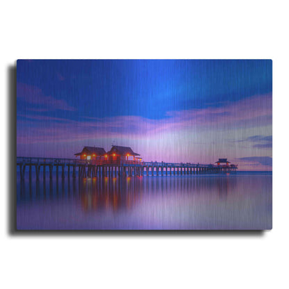 Luxe Metal Art 'Violet Pier' by Edin Chavez, Metal Wall Art