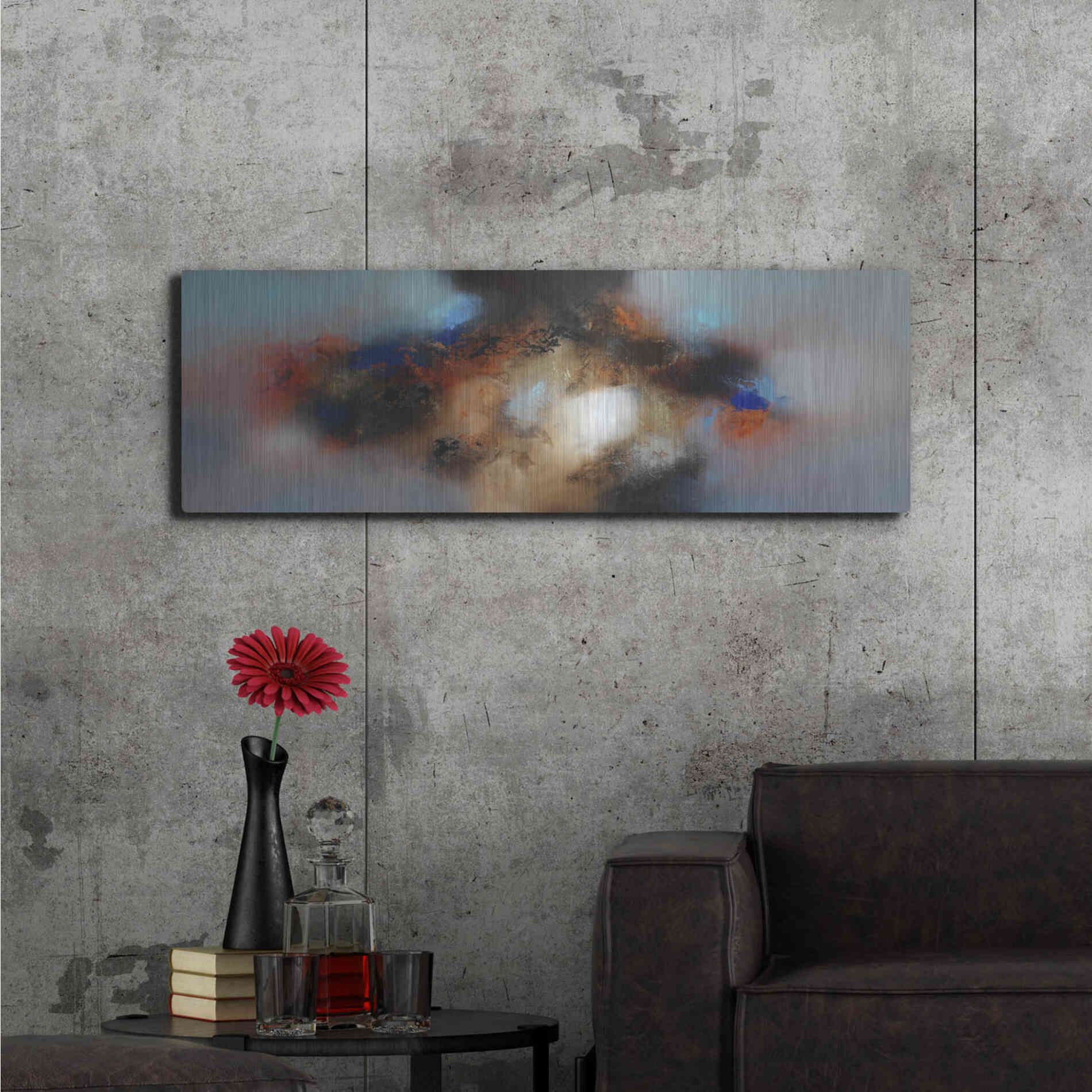 Luxe Metal Art 'Into the blue' by Eelco Maan, Metal Wall Art,48x16