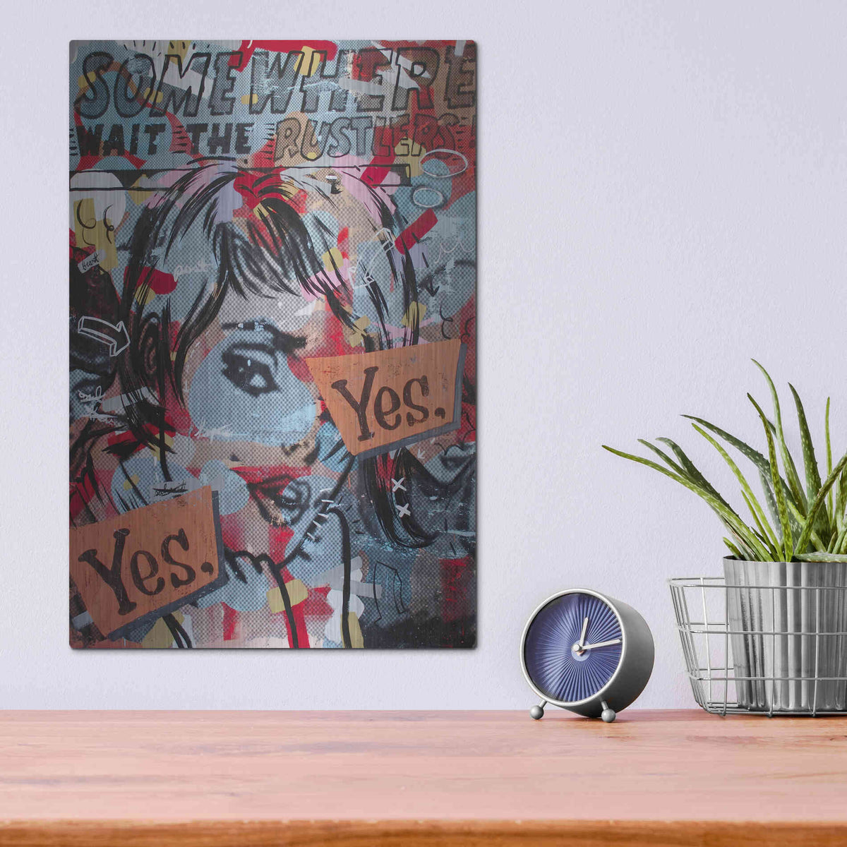 Luxe Metal Art 'Yes Yes' by Dan Monteavaro, Metal Wall Art,12x16