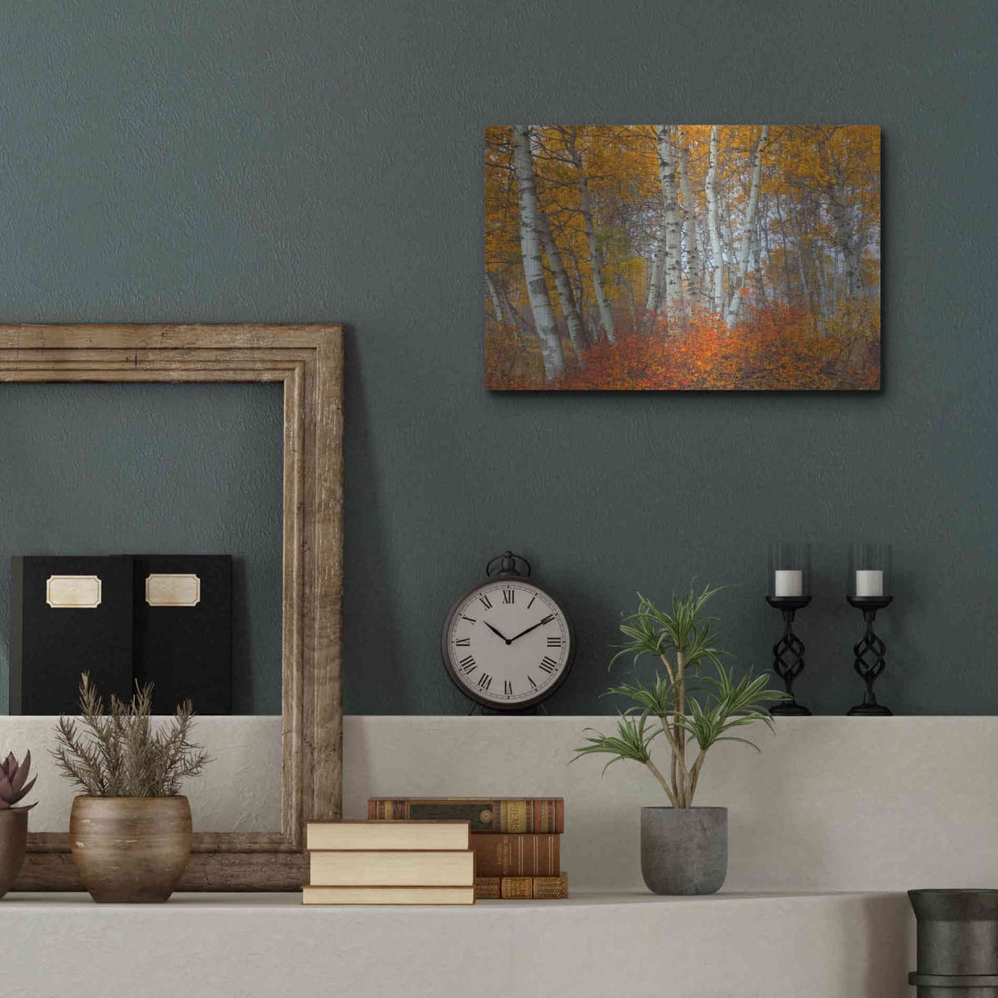 Luxe Metal Art 'Morning Aspens' by Jesse Estes, Metal Wall Art,16x12