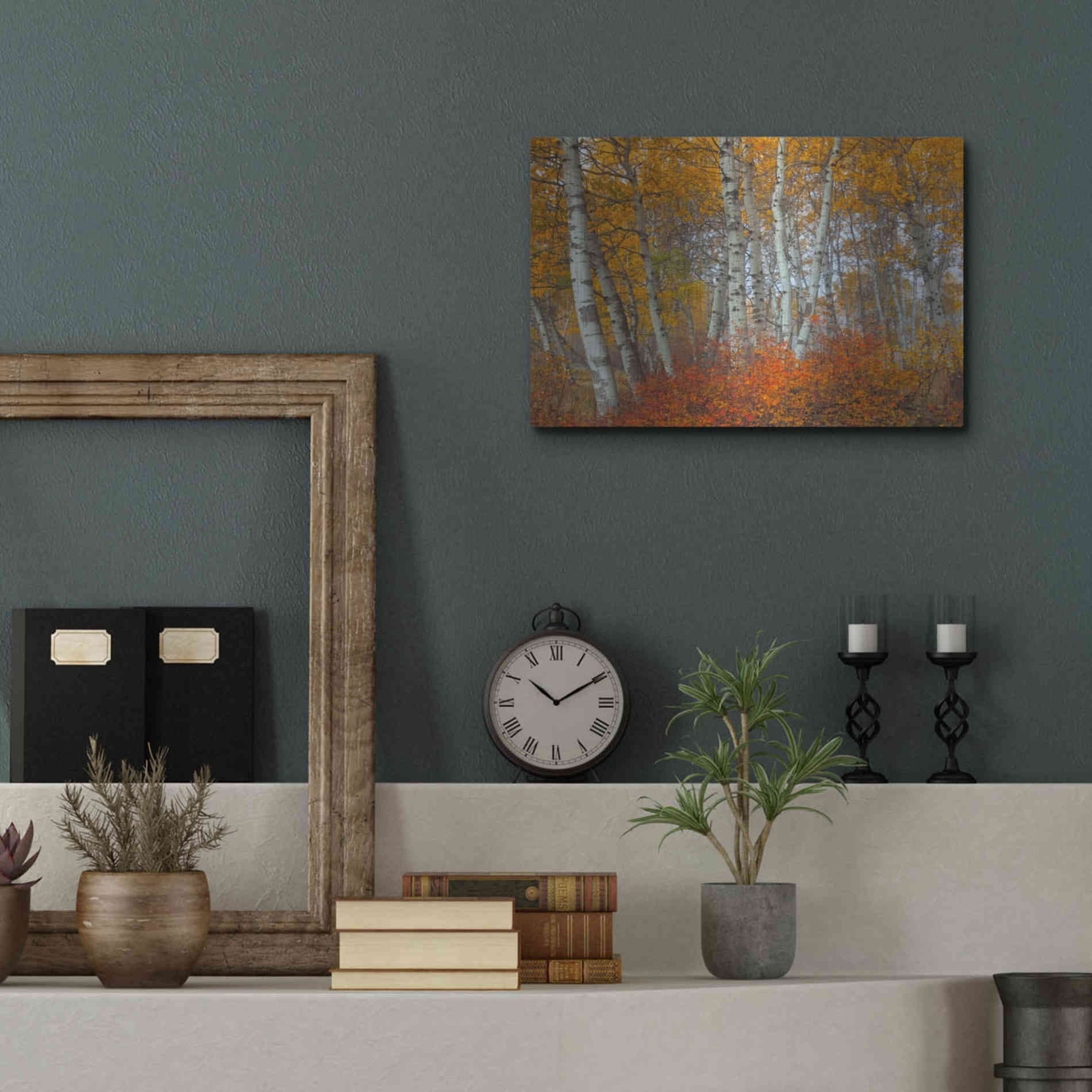 Luxe Metal Art 'Morning Aspens' by Jesse Estes, Metal Wall Art,16x12