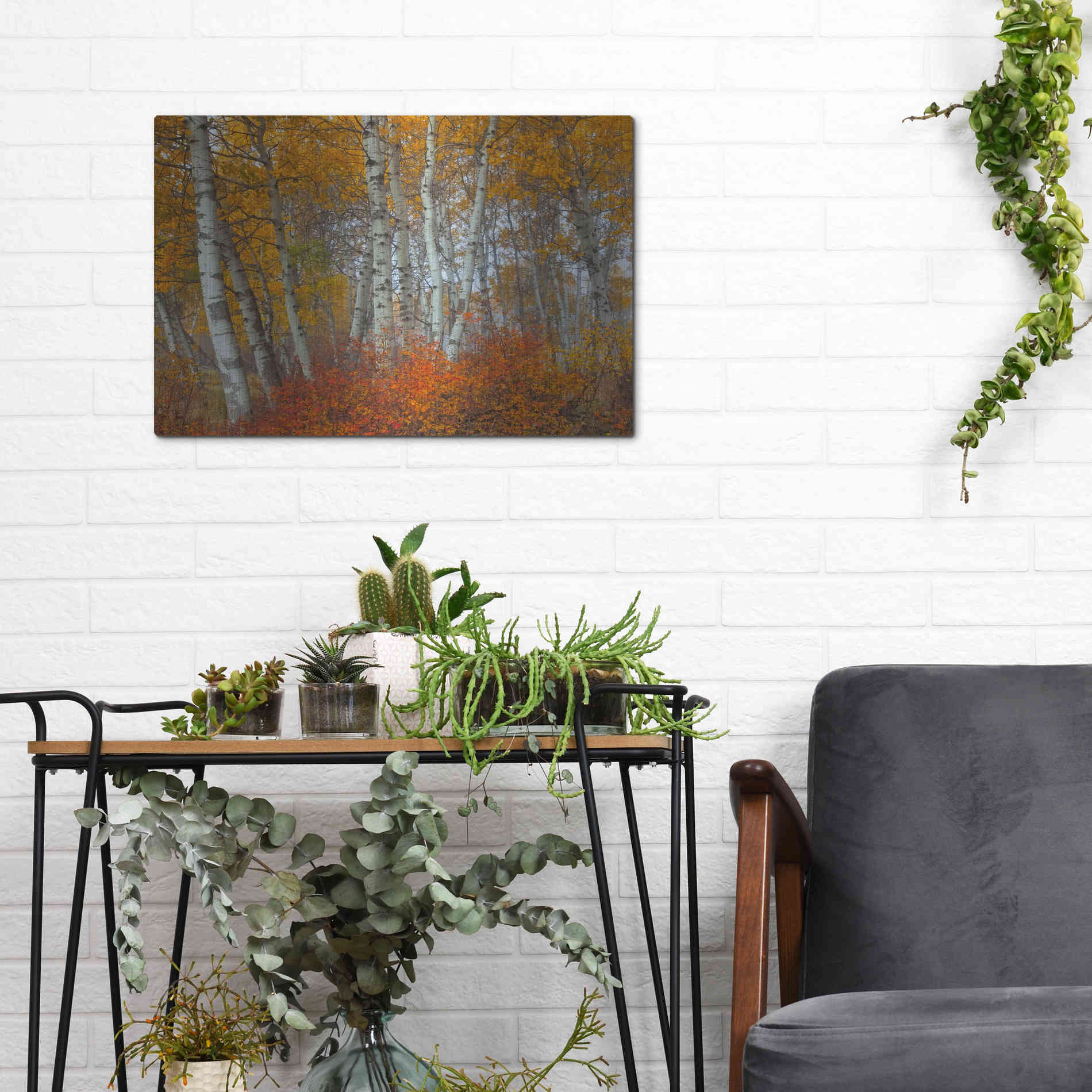 Luxe Metal Art 'Morning Aspens' by Jesse Estes, Metal Wall Art,16x12