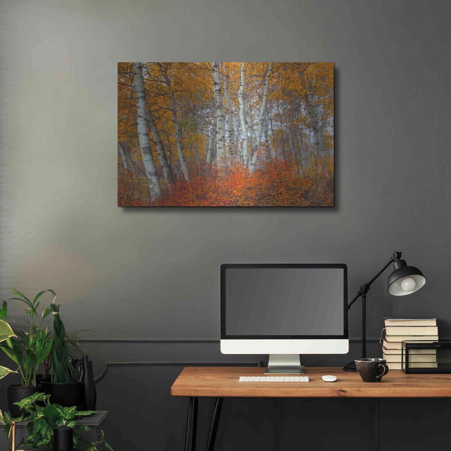 Luxe Metal Art 'Morning Aspens' by Jesse Estes, Metal Wall Art,36x24