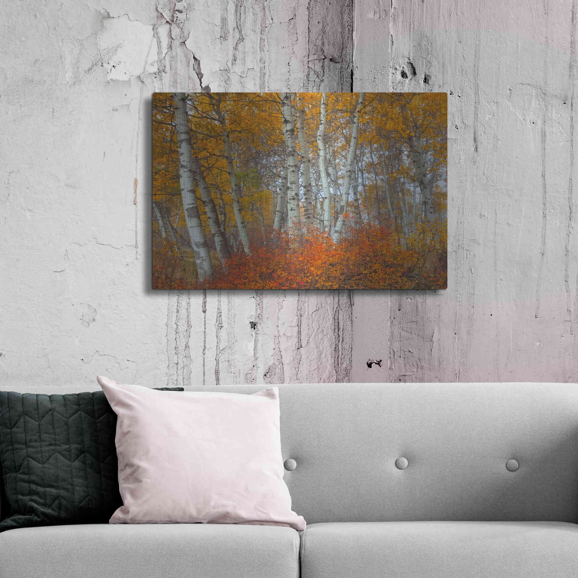 Luxe Metal Art 'Morning Aspens' by Jesse Estes, Metal Wall Art,36x24