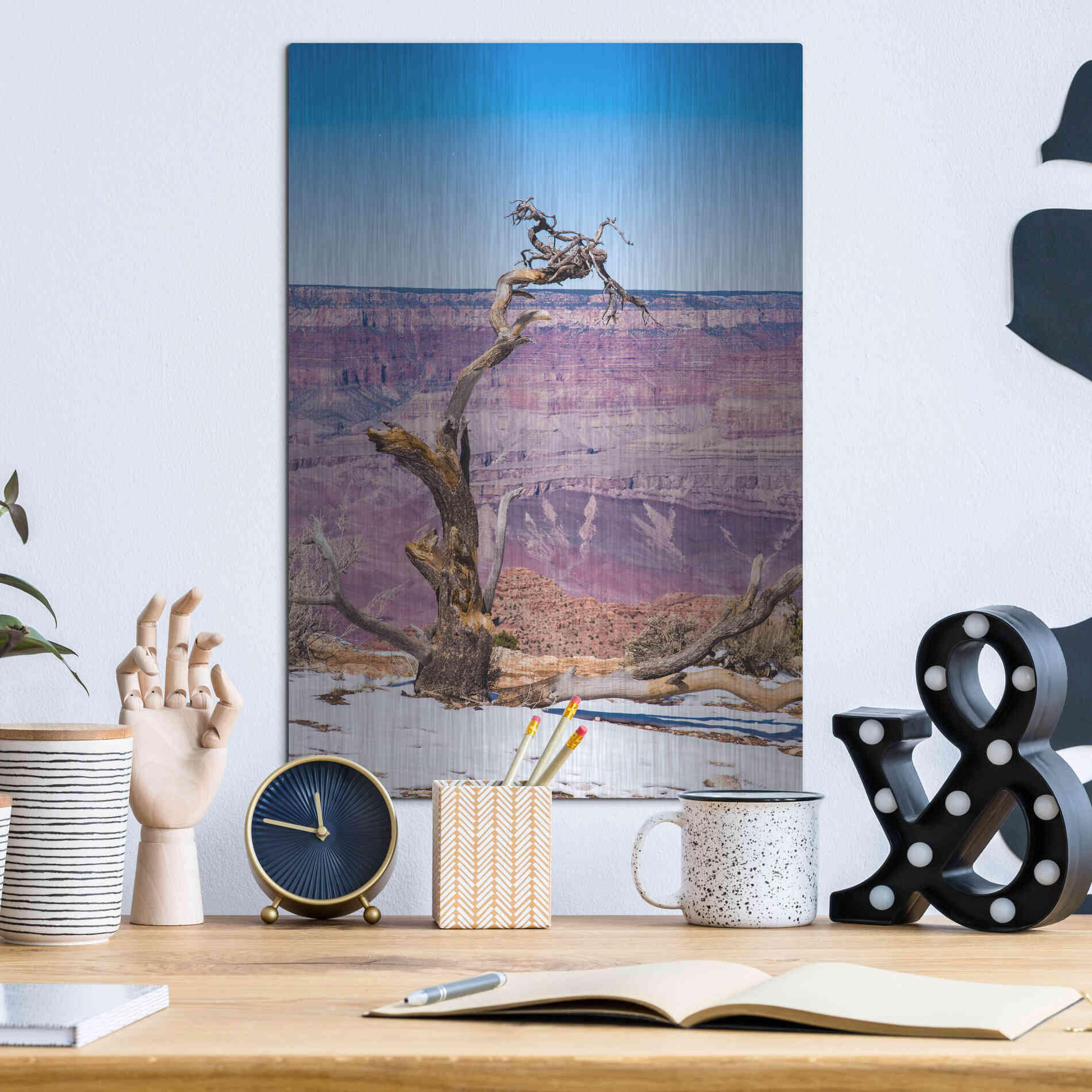 Luxe Metal Art ' Dead Tree In Grand Canyon II' by Robin Vandenabeele, Metal Wall Art,12x16
