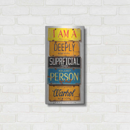 Luxe Metal Art 'Warhol Superficial Person' by Gregory Constantine, Metal Wall Art,12x24