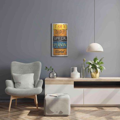 Luxe Metal Art 'Warhol Superficial Person' by Gregory Constantine, Metal Wall Art,12x24