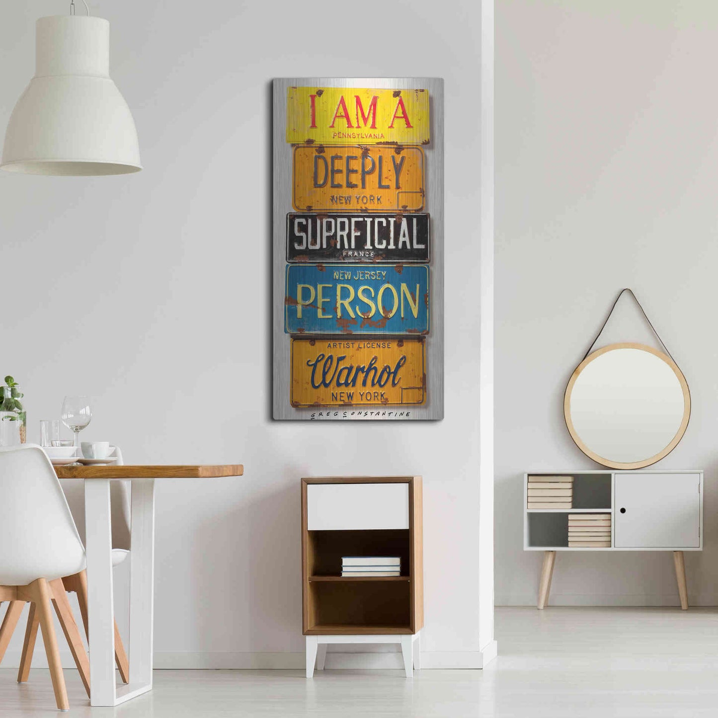 Luxe Metal Art 'Warhol Superficial Person' by Gregory Constantine, Metal Wall Art,24x48
