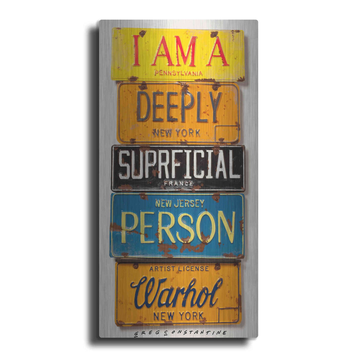 Luxe Metal Art 'Warhol Superficial Person' by Gregory Constantine, Metal Wall Art