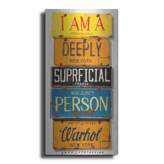Luxe Metal Art 'Warhol Superficial Person' by Gregory Constantine, Metal Wall Art