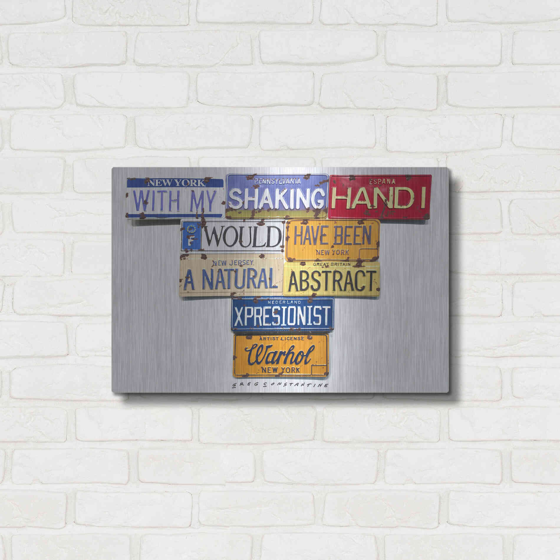 Luxe Metal Art 'Warhol Shaking Hand' by Gregory Constantine, Metal Wall Art,24x16