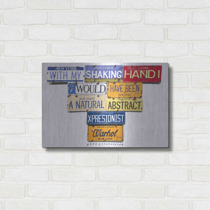Luxe Metal Art 'Warhol Shaking Hand' by Gregory Constantine, Metal Wall Art,24x16