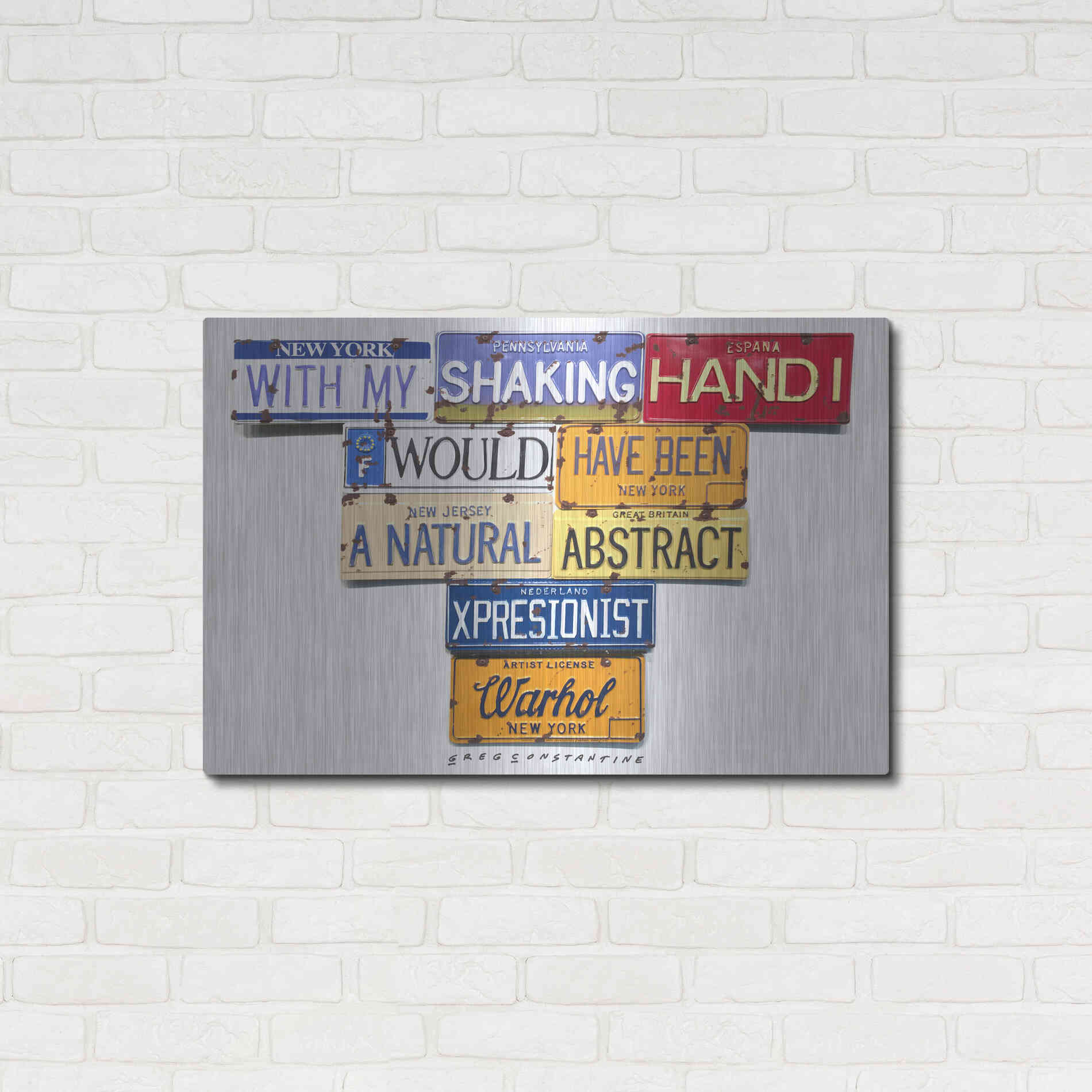 Luxe Metal Art 'Warhol Shaking Hand' by Gregory Constantine, Metal Wall Art,36x24