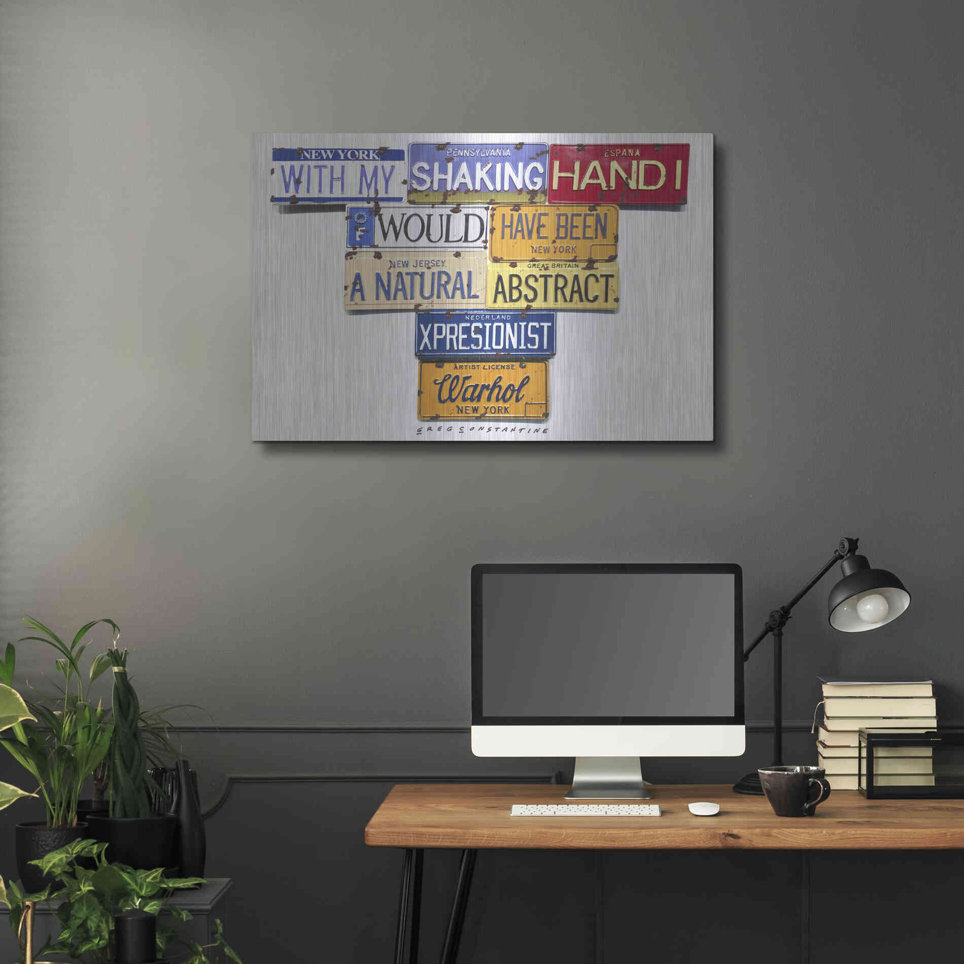 Luxe Metal Art 'Warhol Shaking Hand' by Gregory Constantine, Metal Wall Art,36x24