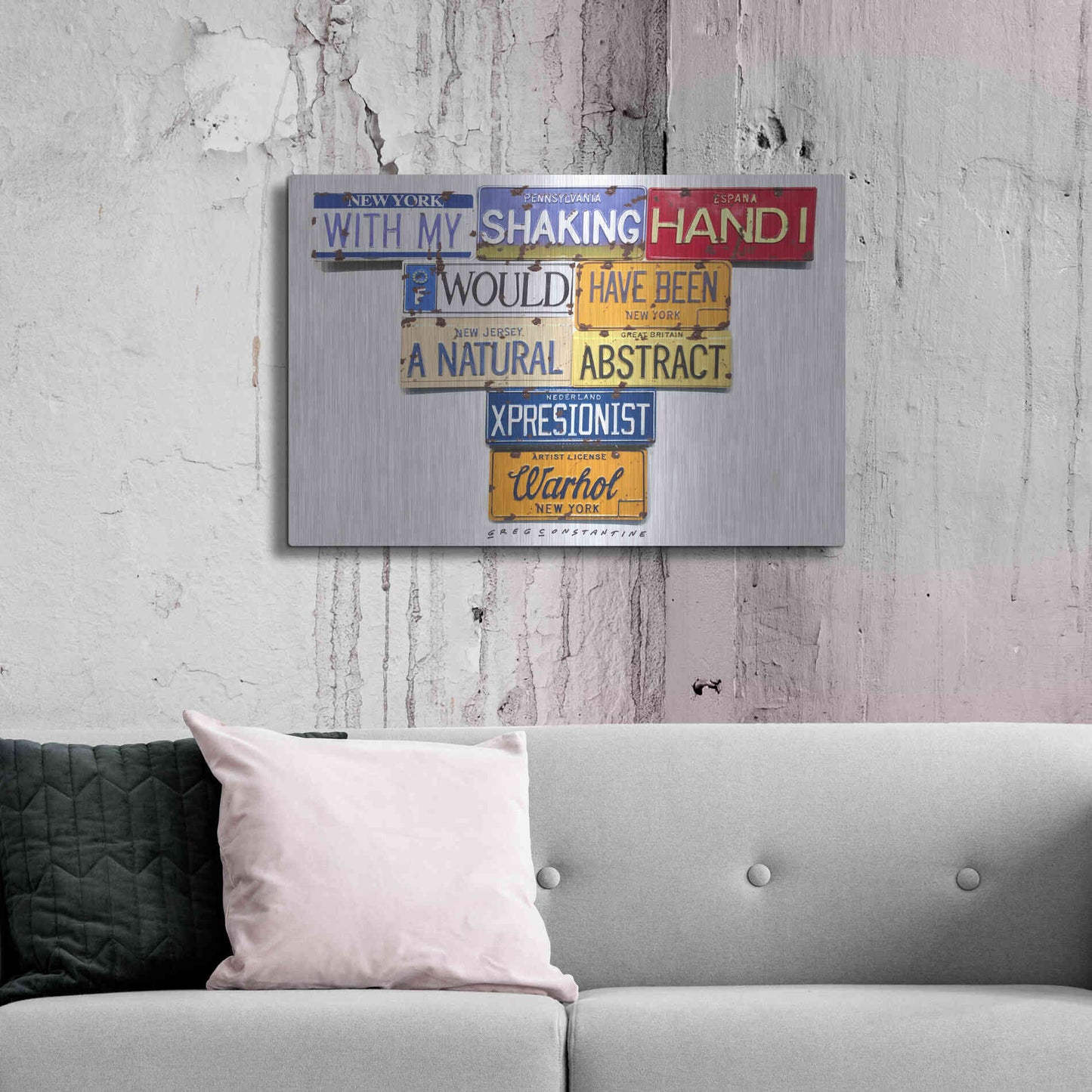 Luxe Metal Art 'Warhol Shaking Hand' by Gregory Constantine, Metal Wall Art,36x24