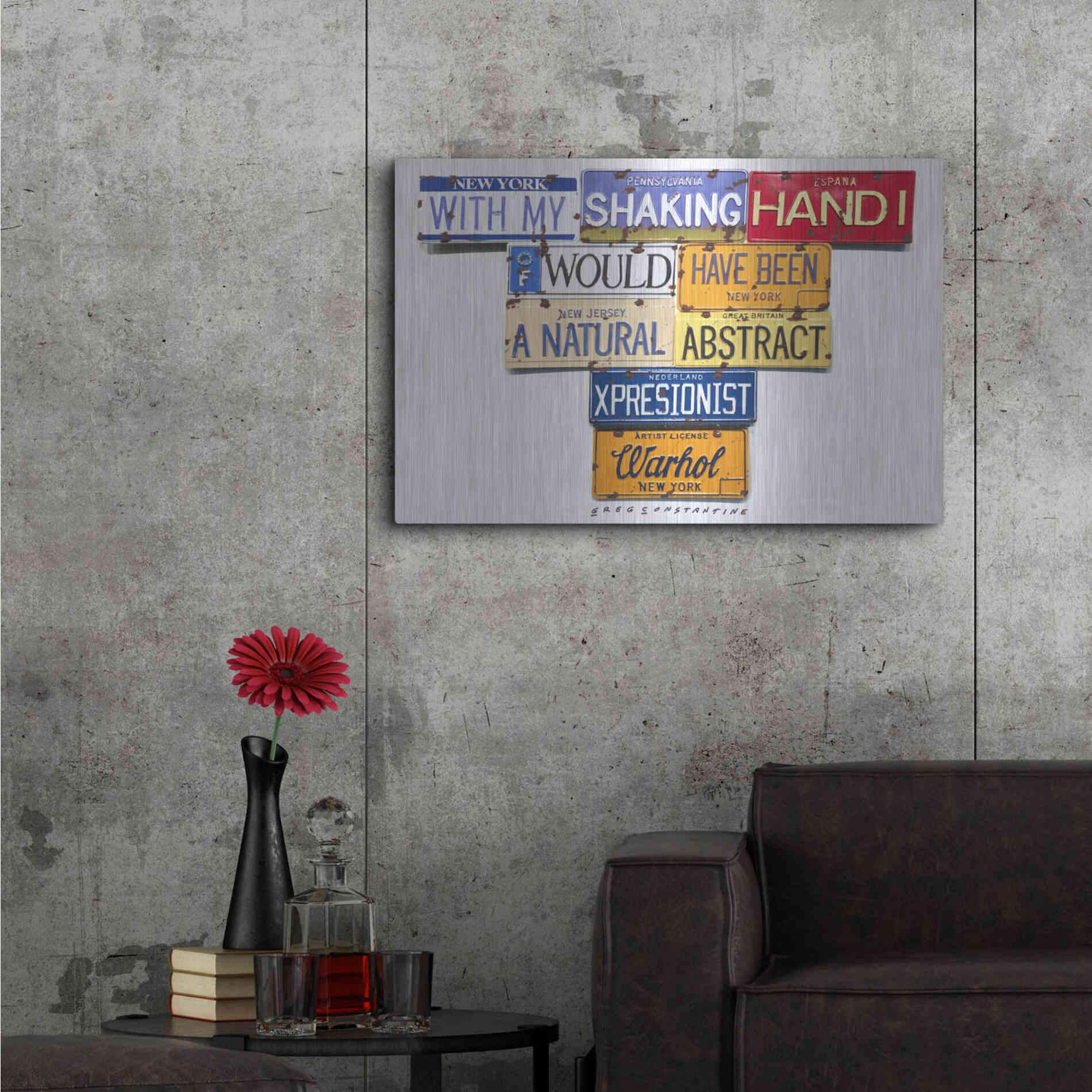 Luxe Metal Art 'Warhol Shaking Hand' by Gregory Constantine, Metal Wall Art,36x24