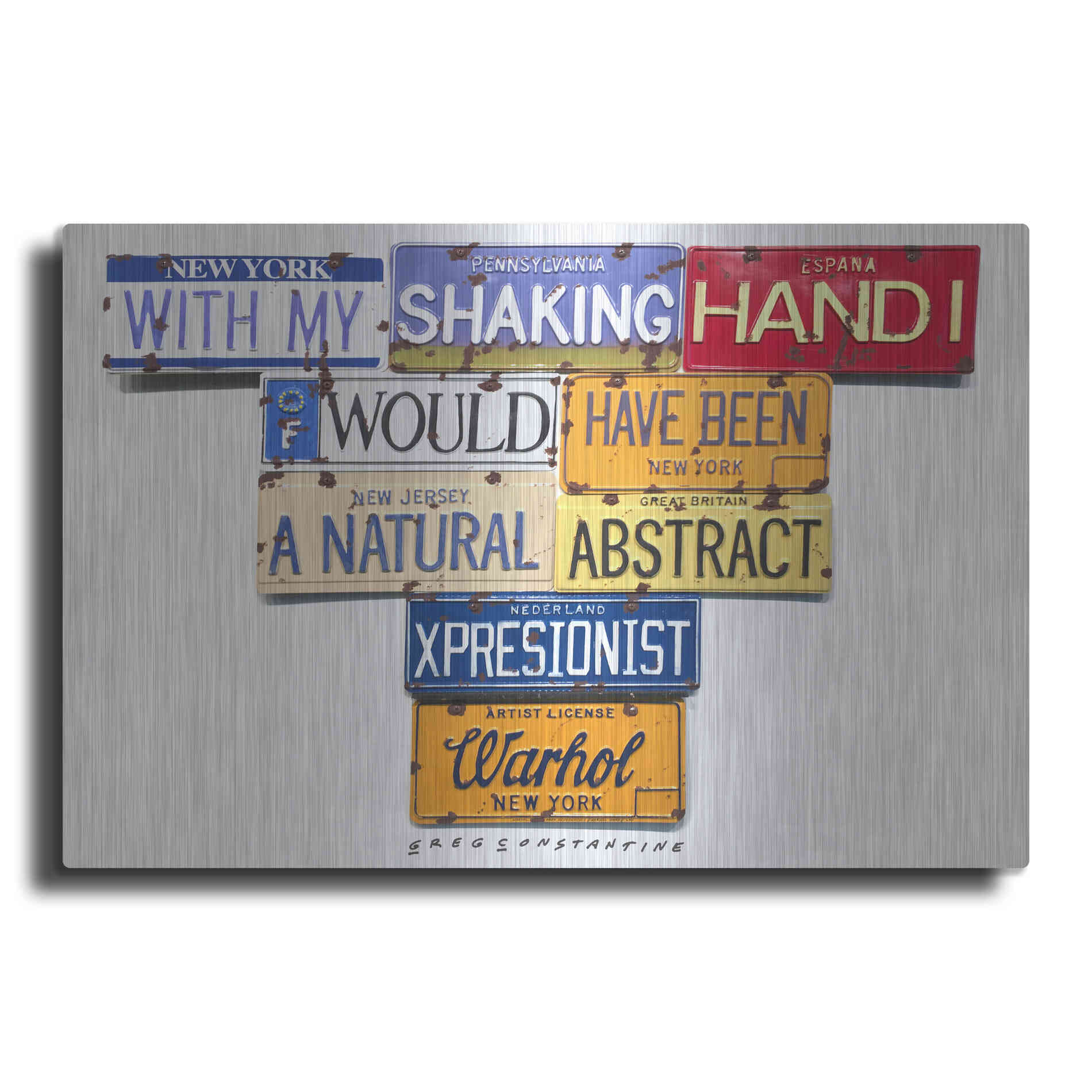 Luxe Metal Art 'Warhol Shaking Hand' by Gregory Constantine, Metal Wall Art