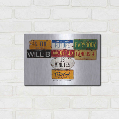 Luxe Metal Art 'Warhol Everybody Famous' by Gregory Constantine, Metal Wall Art,16x12