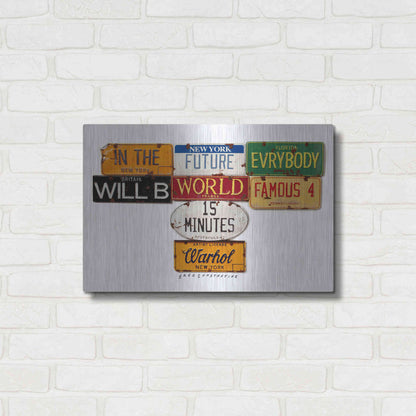 Luxe Metal Art 'Warhol Everybody Famous' by Gregory Constantine, Metal Wall Art,24x16