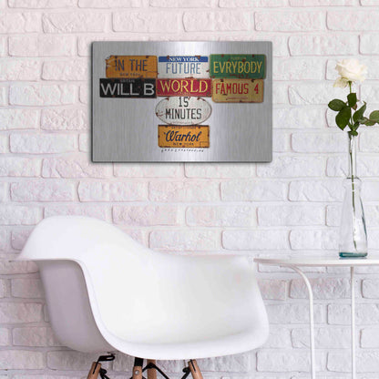 Luxe Metal Art 'Warhol Everybody Famous' by Gregory Constantine, Metal Wall Art,24x16