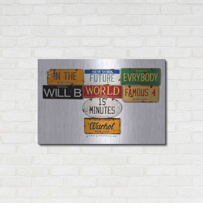 Luxe Metal Art 'Warhol Everybody Famous' by Gregory Constantine, Metal Wall Art,36x24