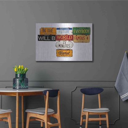 Luxe Metal Art 'Warhol Everybody Famous' by Gregory Constantine, Metal Wall Art,36x24