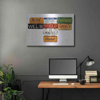 Luxe Metal Art 'Warhol Everybody Famous' by Gregory Constantine, Metal Wall Art,36x24