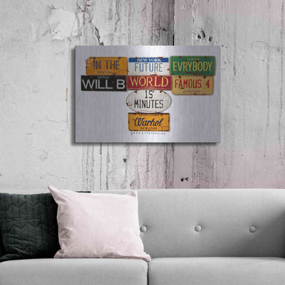 Luxe Metal Art 'Warhol Everybody Famous' by Gregory Constantine, Metal Wall Art,36x24