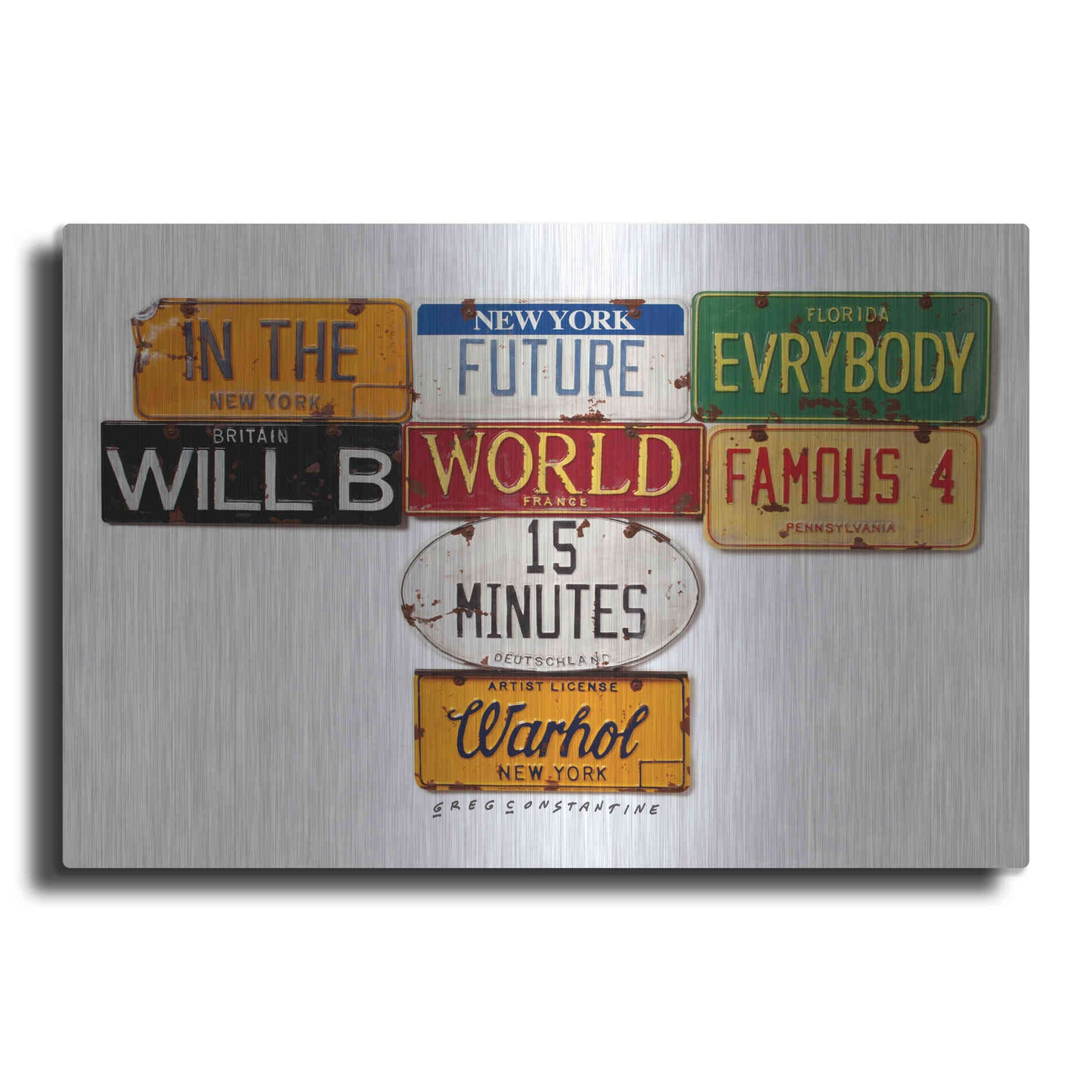 Luxe Metal Art 'Warhol Everybody Famous' by Gregory Constantine, Metal Wall Art