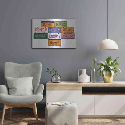 Luxe Metal Art 'Warhol Don't B Pushy' by Gregory Constantine, Metal Wall Art,24x16