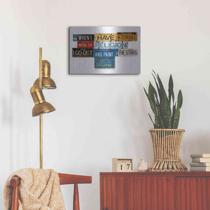 Luxe Metal Art 'Vincent Need Religion' by Gregory Constantine, Metal Wall Art,24x16