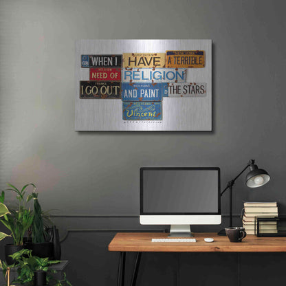 Luxe Metal Art 'Vincent Need Religion' by Gregory Constantine, Metal Wall Art,36x24