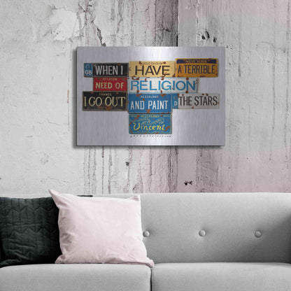 Luxe Metal Art 'Vincent Need Religion' by Gregory Constantine, Metal Wall Art,36x24
