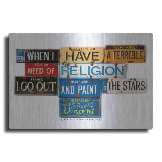 Luxe Metal Art 'Vincent Need Religion' by Gregory Constantine, Metal Wall Art