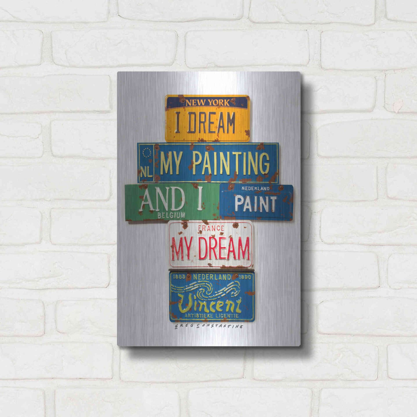 Luxe Metal Art 'Vincent Dream My Painting' by Gregory Constantine, Metal Wall Art,12x16