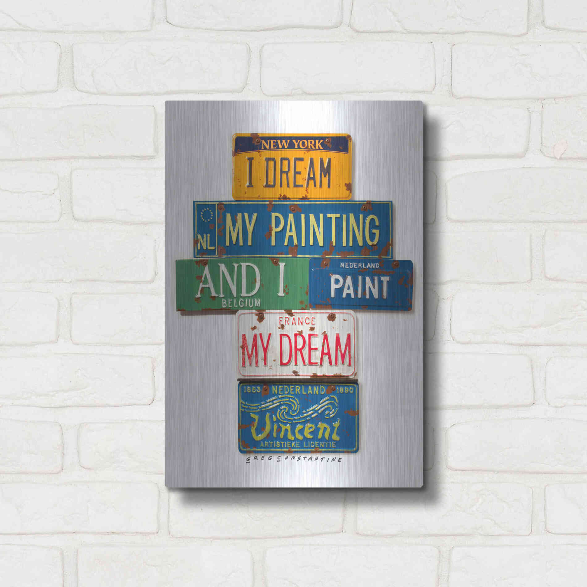 Luxe Metal Art 'Vincent Dream My Painting' by Gregory Constantine, Metal Wall Art,12x16