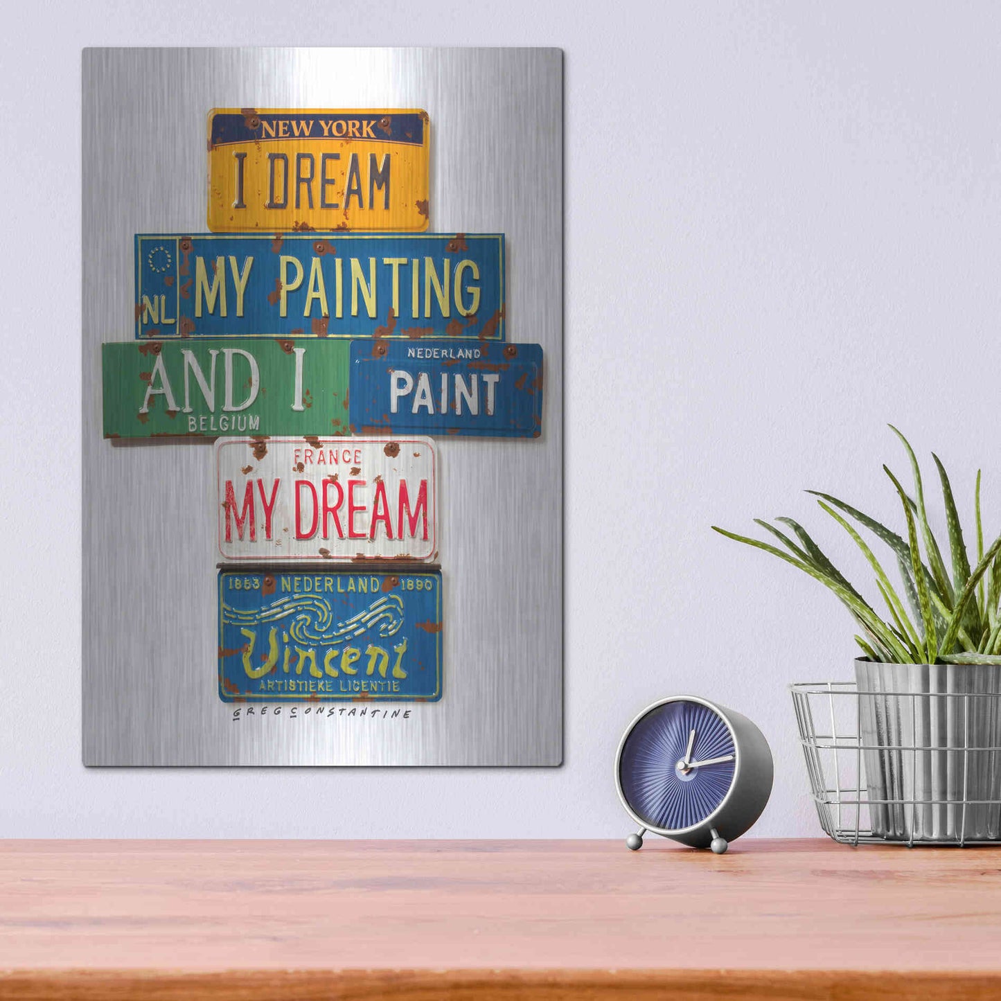 Luxe Metal Art 'Vincent Dream My Painting' by Gregory Constantine, Metal Wall Art,12x16