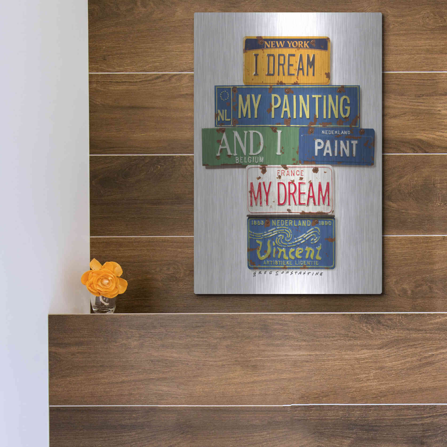 Luxe Metal Art 'Vincent Dream My Painting' by Gregory Constantine, Metal Wall Art,12x16