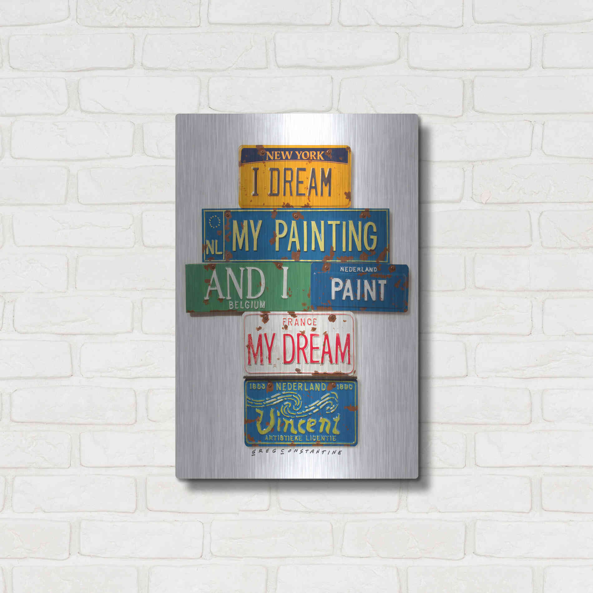 Luxe Metal Art 'Vincent Dream My Painting' by Gregory Constantine, Metal Wall Art,16x24