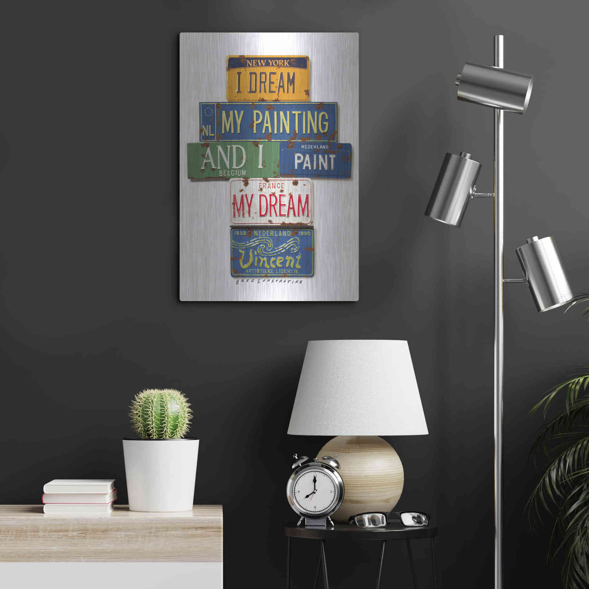 Luxe Metal Art 'Vincent Dream My Painting' by Gregory Constantine, Metal Wall Art,16x24