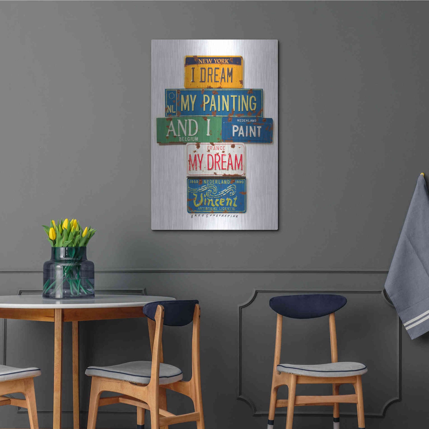 Luxe Metal Art 'Vincent Dream My Painting' by Gregory Constantine, Metal Wall Art,24x36