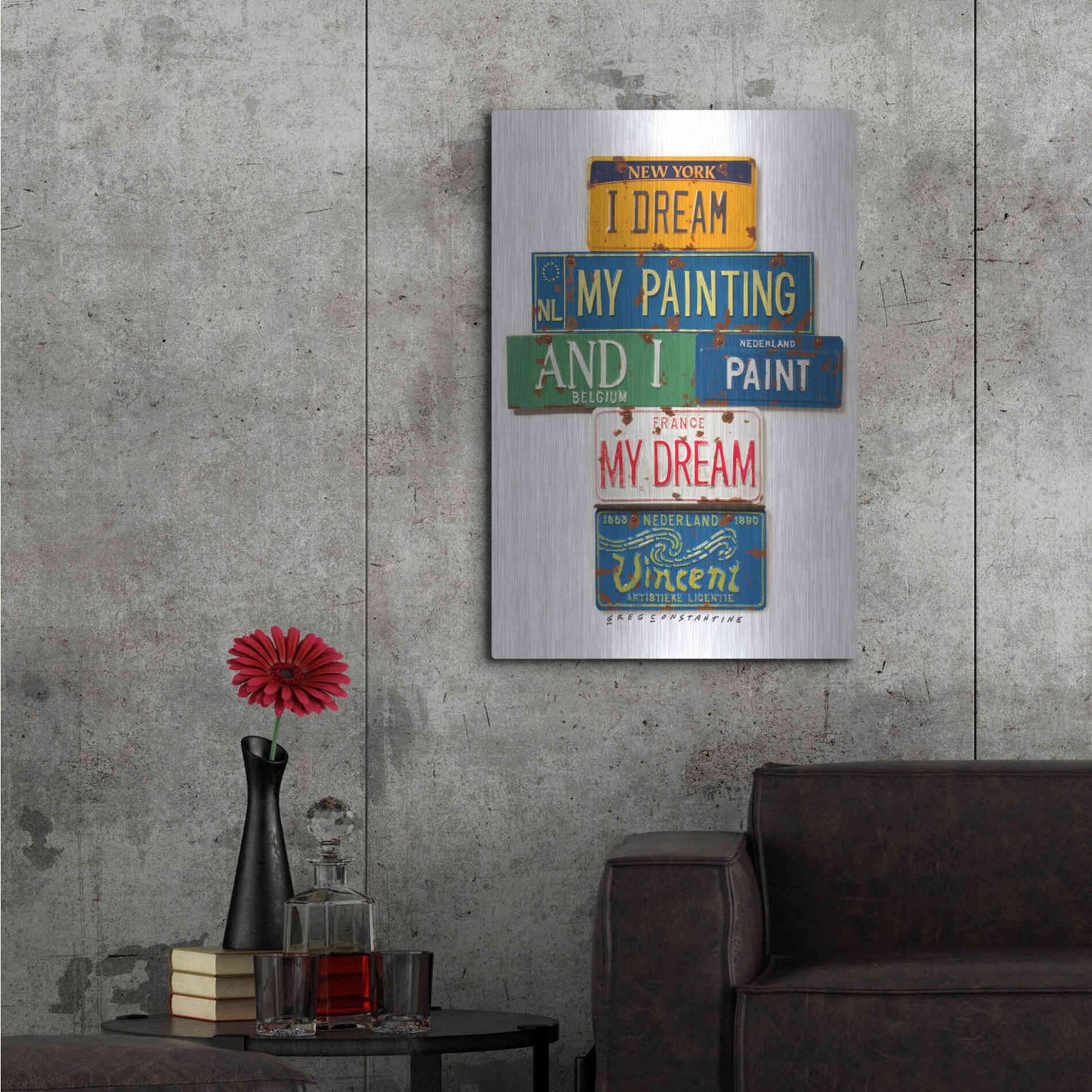 Luxe Metal Art 'Vincent Dream My Painting' by Gregory Constantine, Metal Wall Art,24x36
