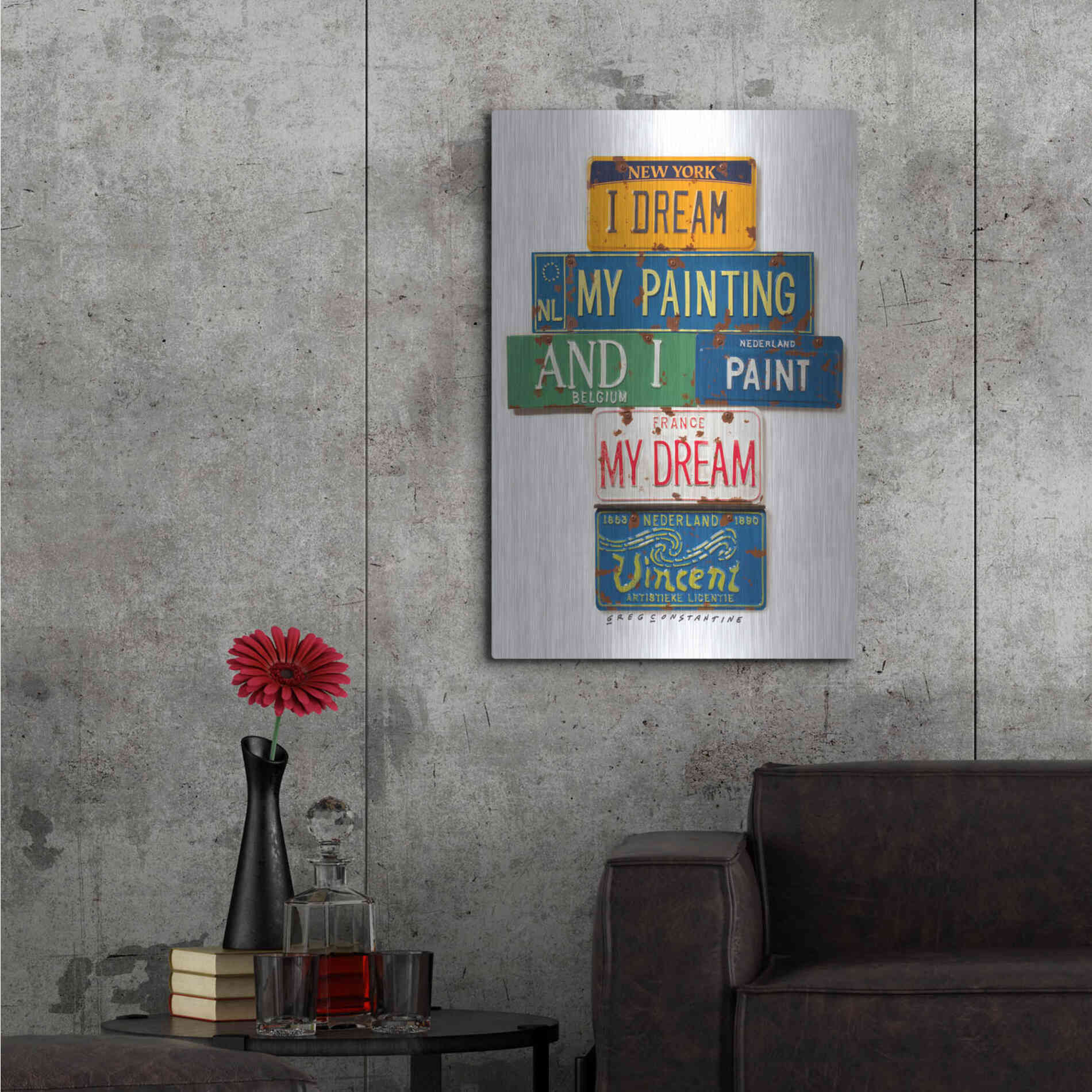 Luxe Metal Art 'Vincent Dream My Painting' by Gregory Constantine, Metal Wall Art,24x36