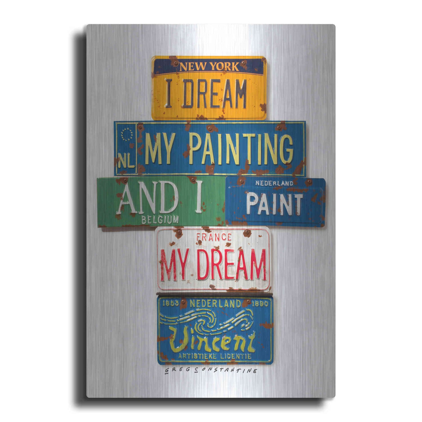 Luxe Metal Art 'Vincent Dream My Painting' by Gregory Constantine, Metal Wall Art