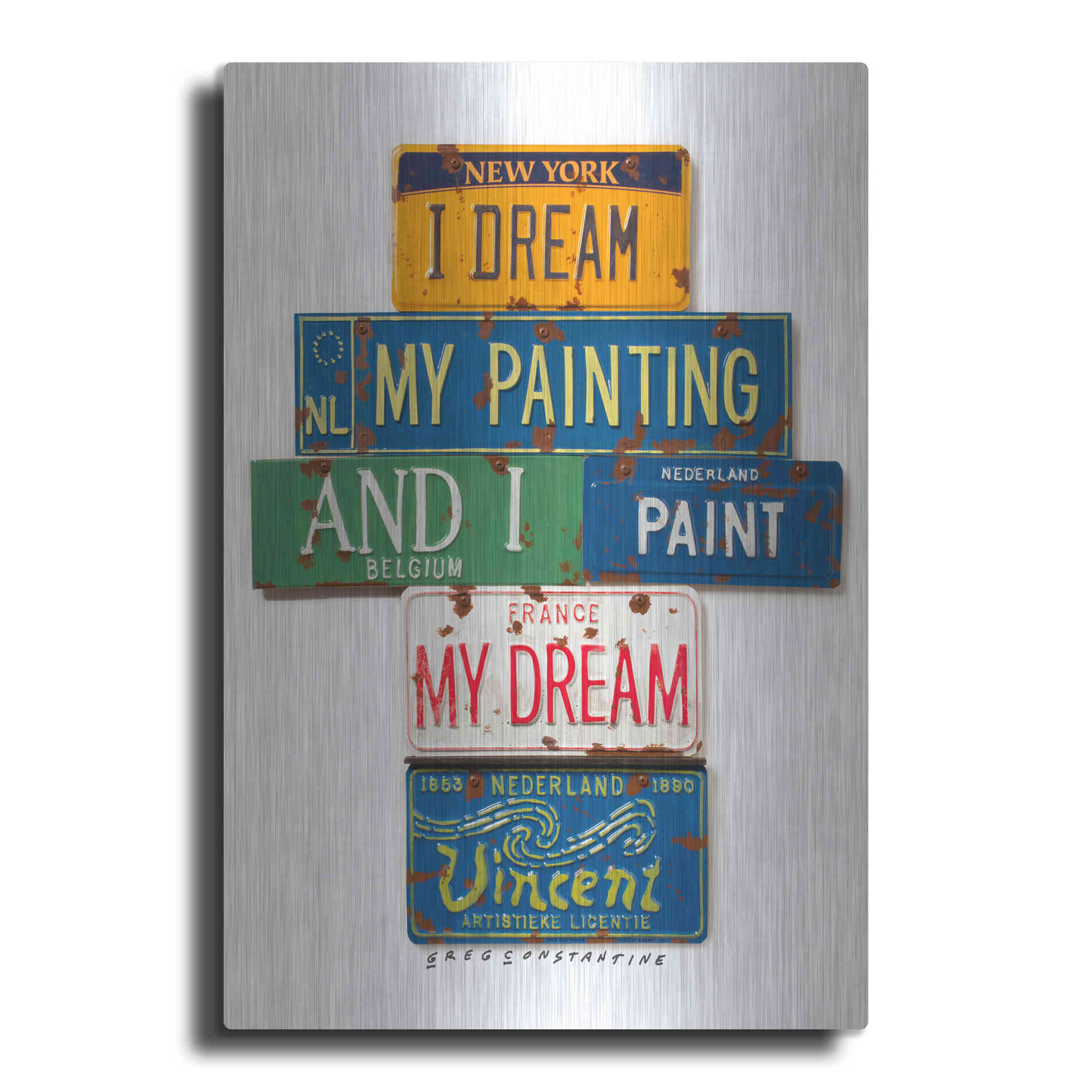 Luxe Metal Art 'Vincent Dream My Painting' by Gregory Constantine, Metal Wall Art