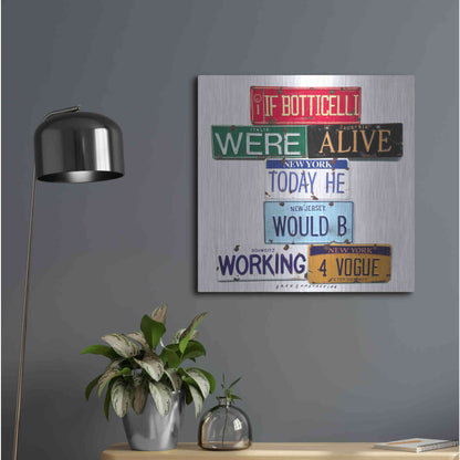 Luxe Metal Art 'Ustinov Botticelli Working 4 Vogue' by Gregory Constantine, Metal Wall Art,24x24