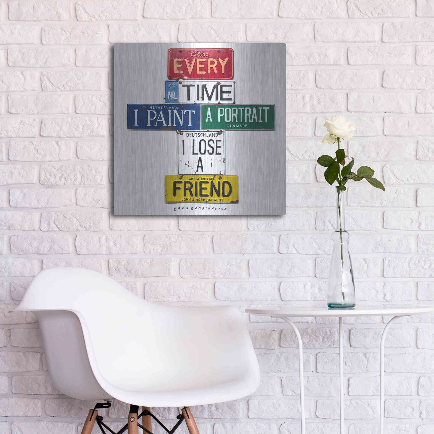 Luxe Metal Art 'Sargent Portrait' by Gregory Constantine, Metal Wall Art,24x24